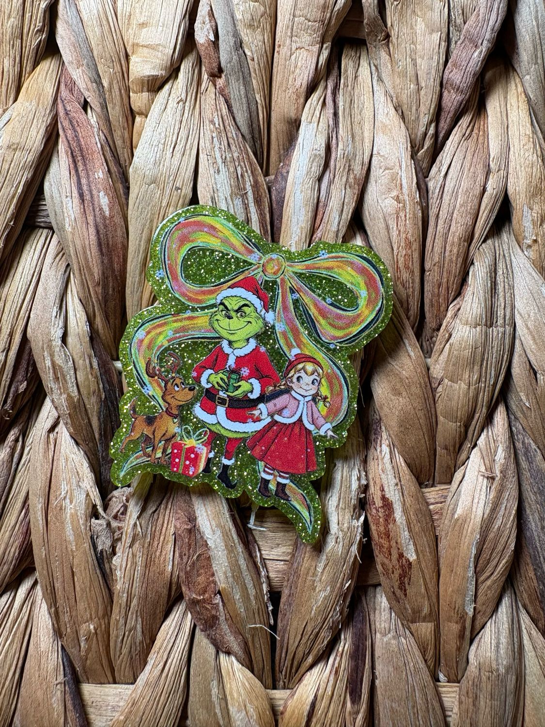 Grinch Bow Flatback Acrylic