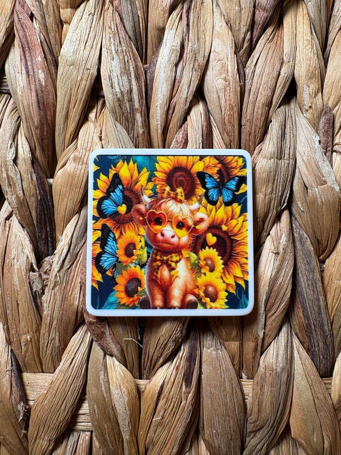 Sunflower Cow Flatback Acrylic