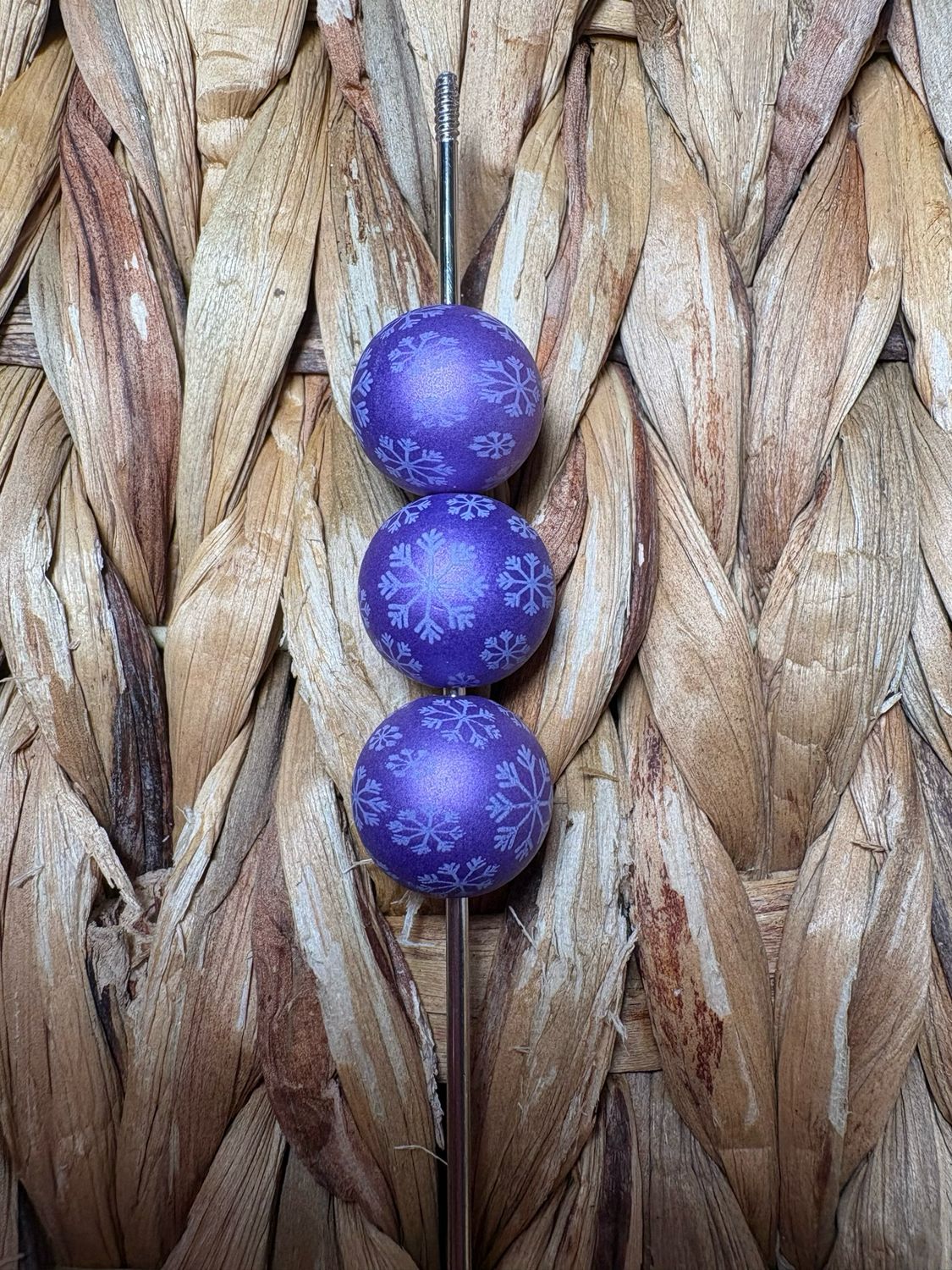 15mm Purple Snowflake Bead