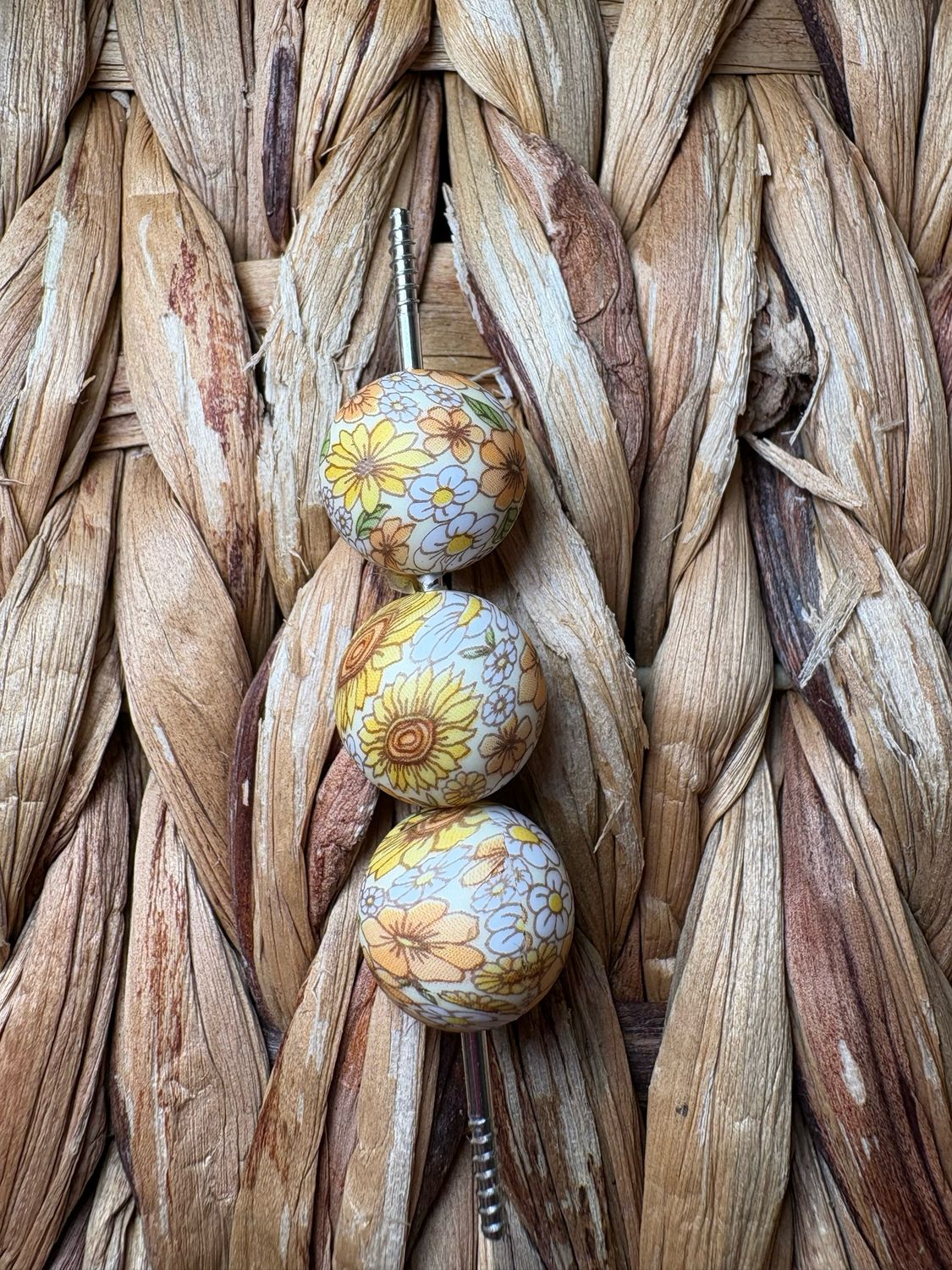 15mm Flower (Yellow) Silicone Beads