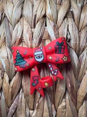 Red Christmas Bow Straw Topper