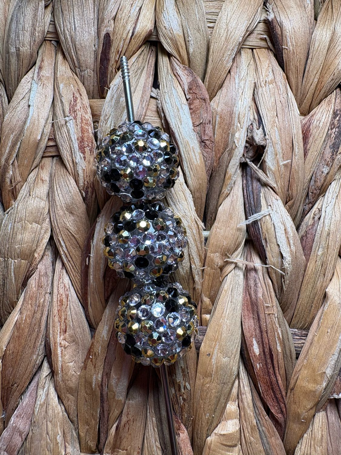 Black, Silver &amp; Gold Rhinestone Beads