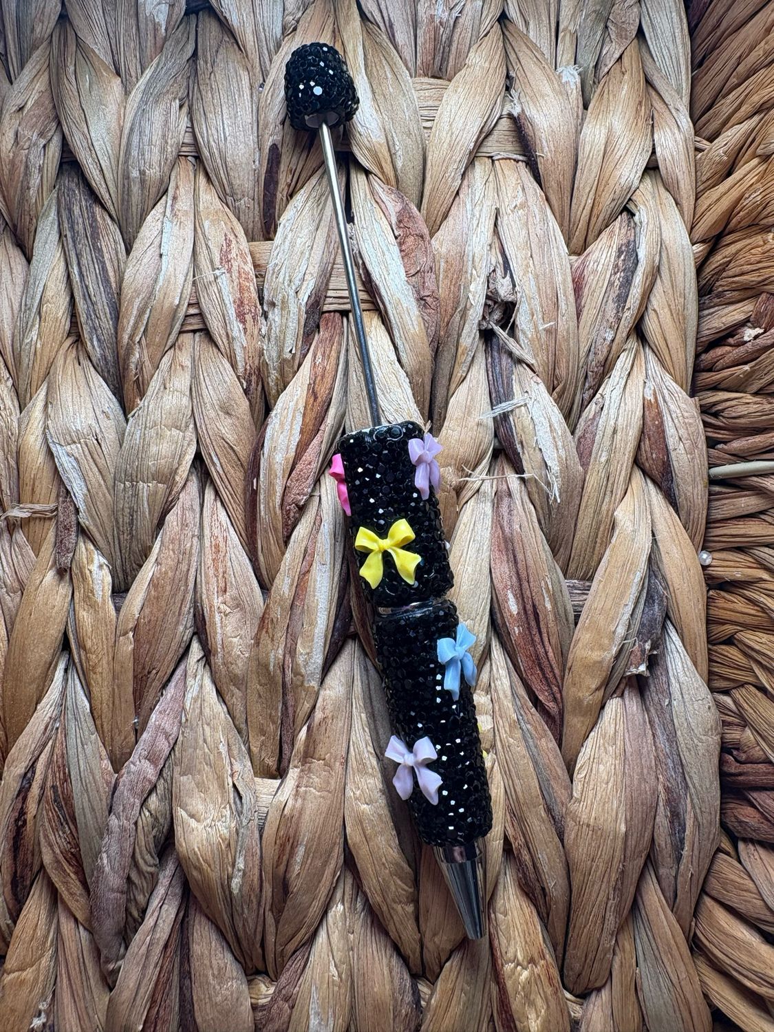 Mix Color Bow Black Rhinestone Pen