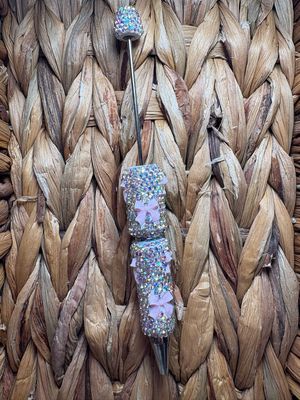 Pink Bow Silver Rhinestone Pen