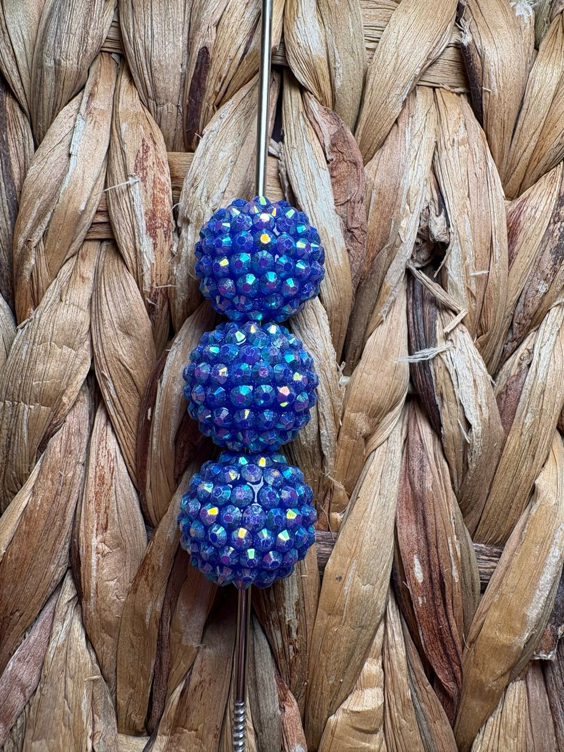 20mm Dark Blue Rhinestone Bead