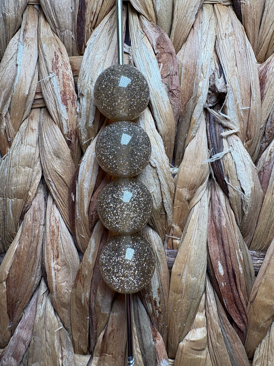 15mm Brown Glitter Bead