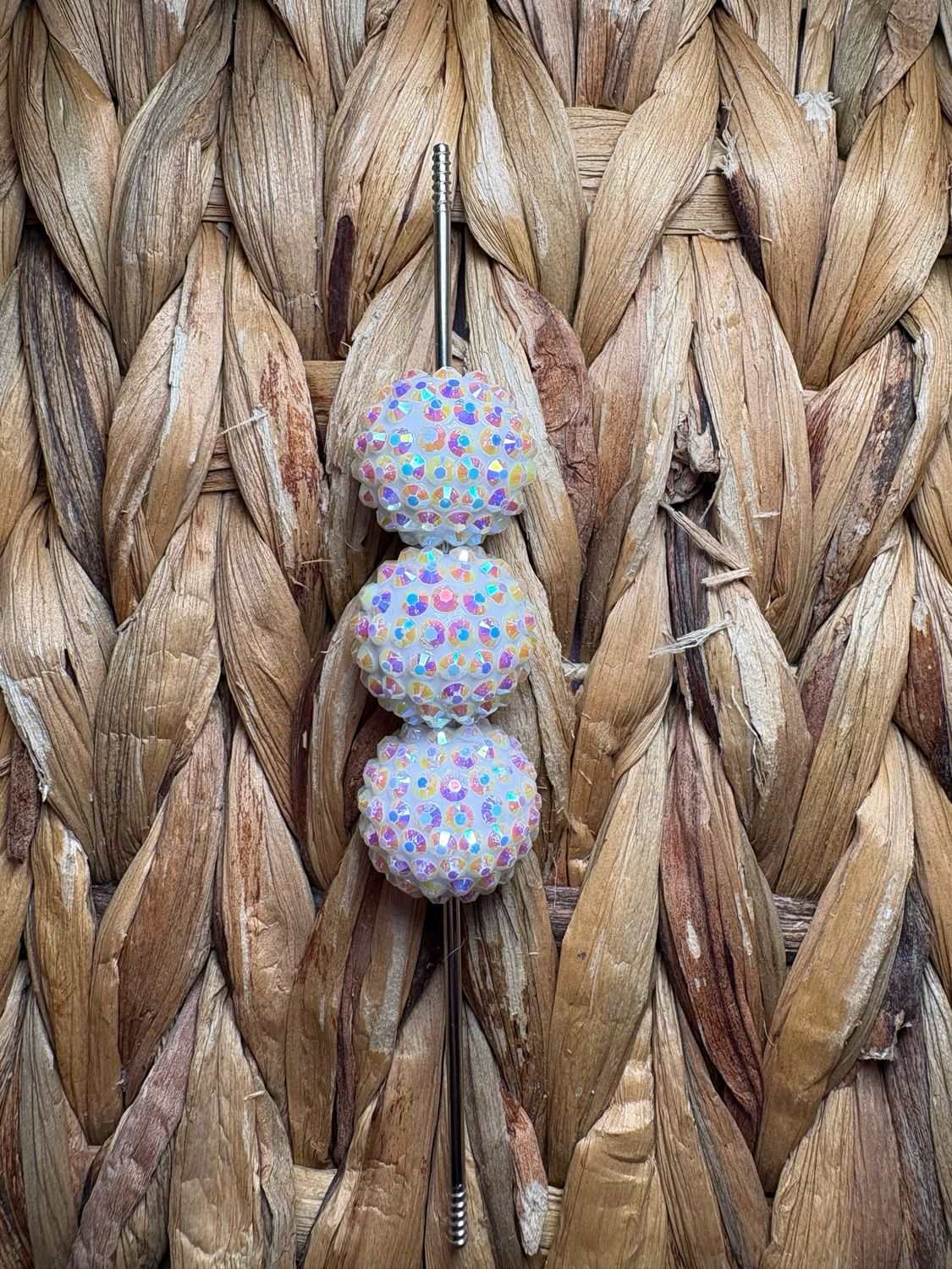 20mm White Rhinestone Bead