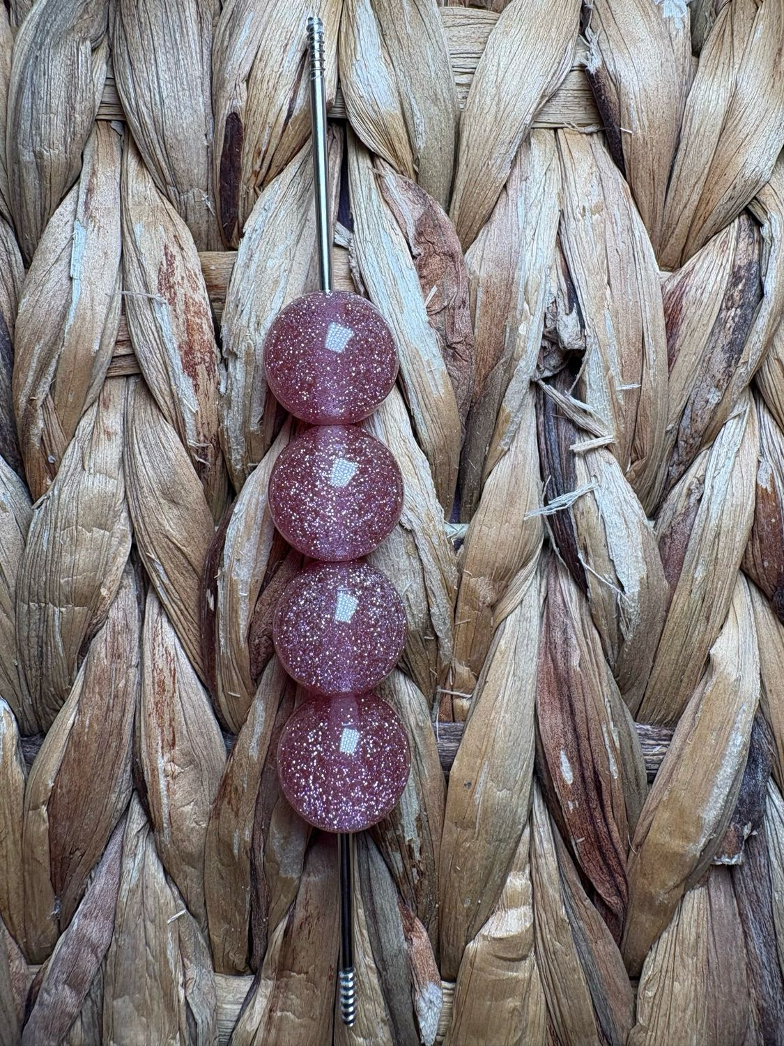 15mm Pink Glitter Bead