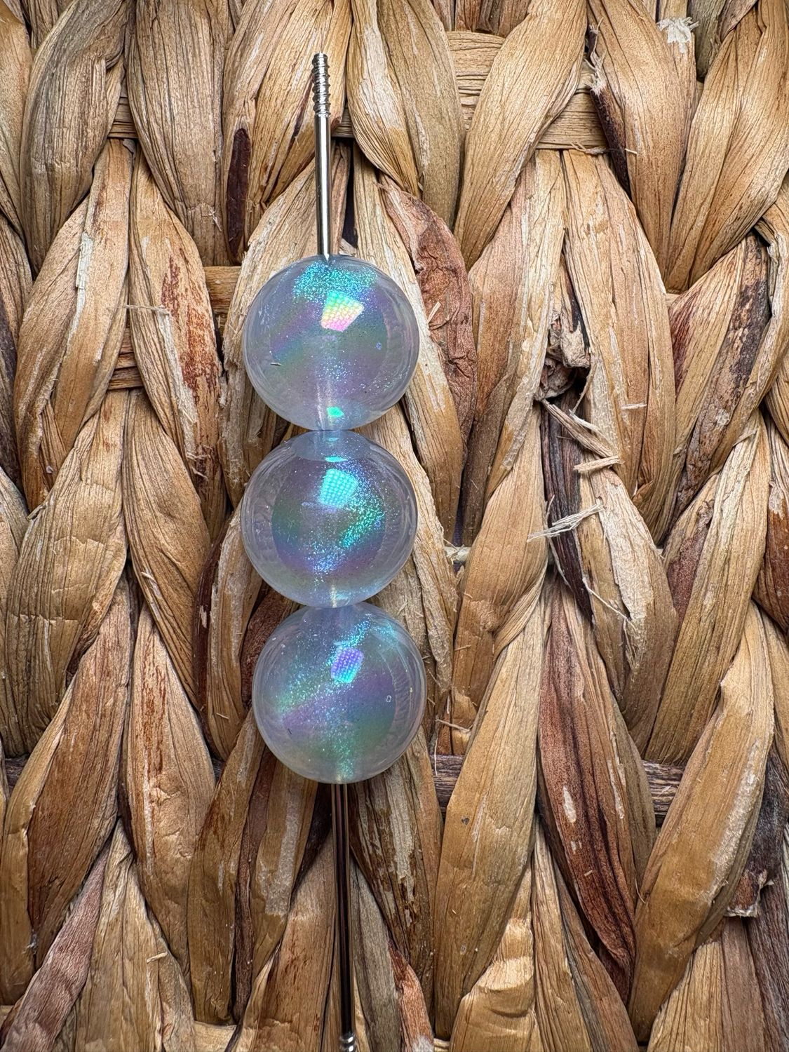 20mm Blue Clear Glitter