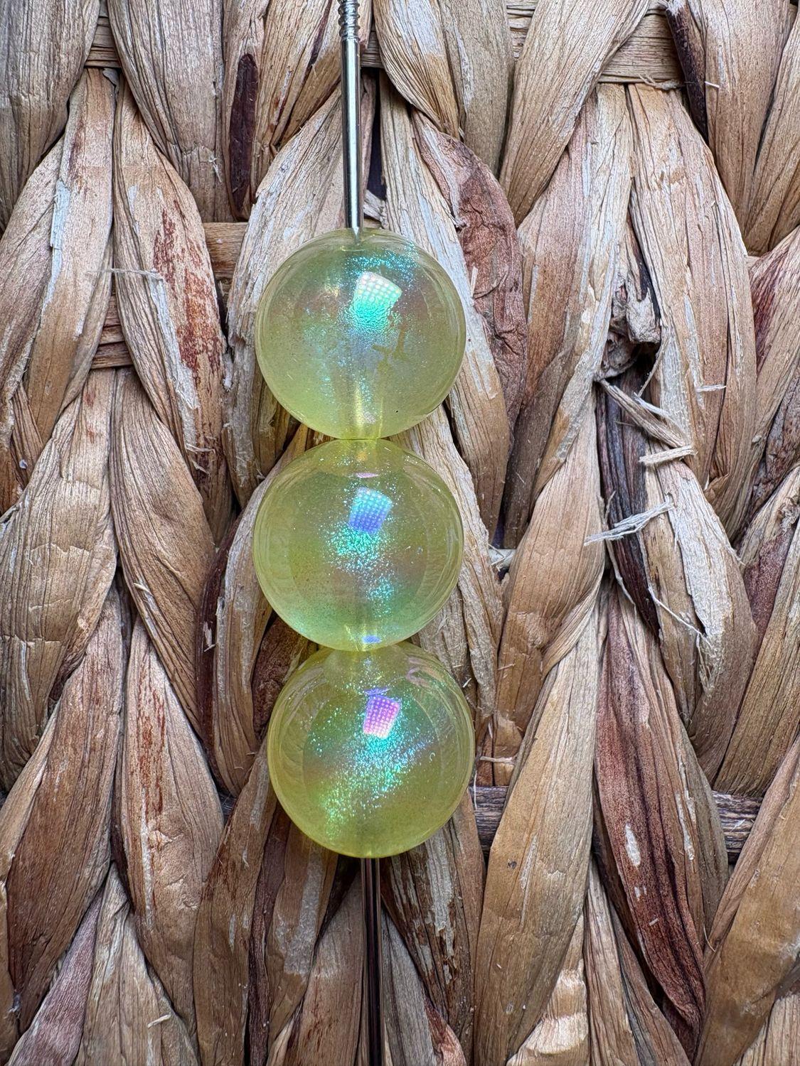 20mm Yellow Clear Glitter