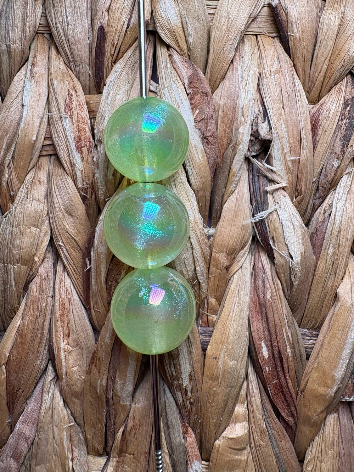 20mm Green Clear Glitter