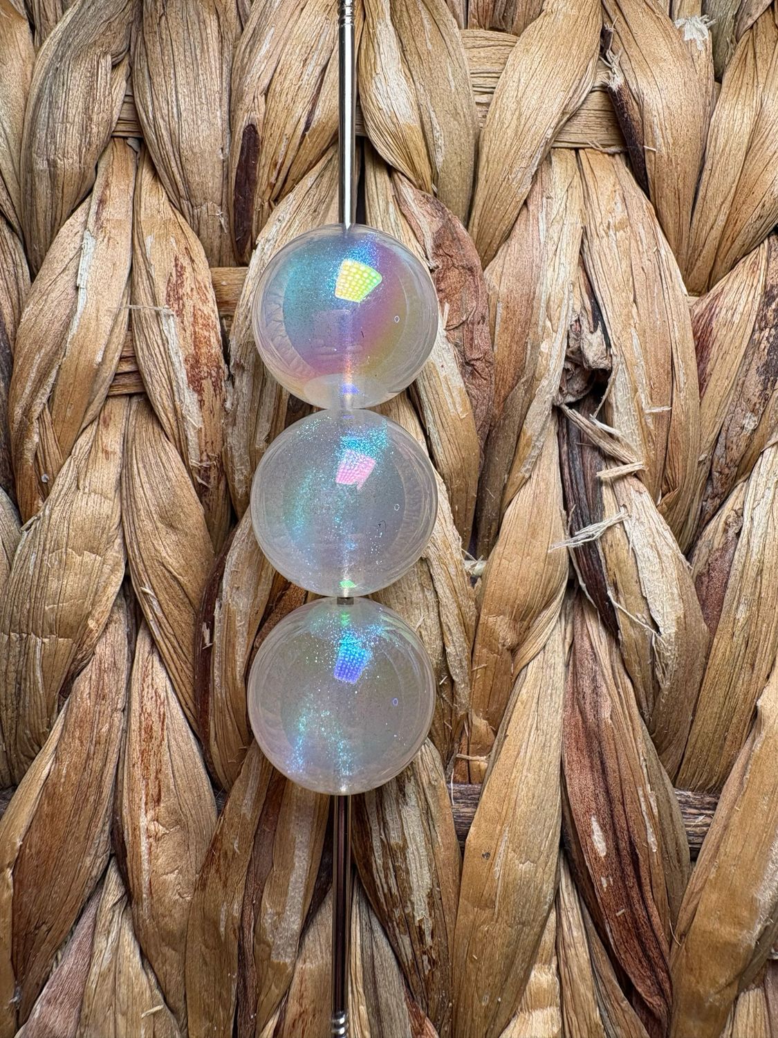 20mm White Clear Glitter