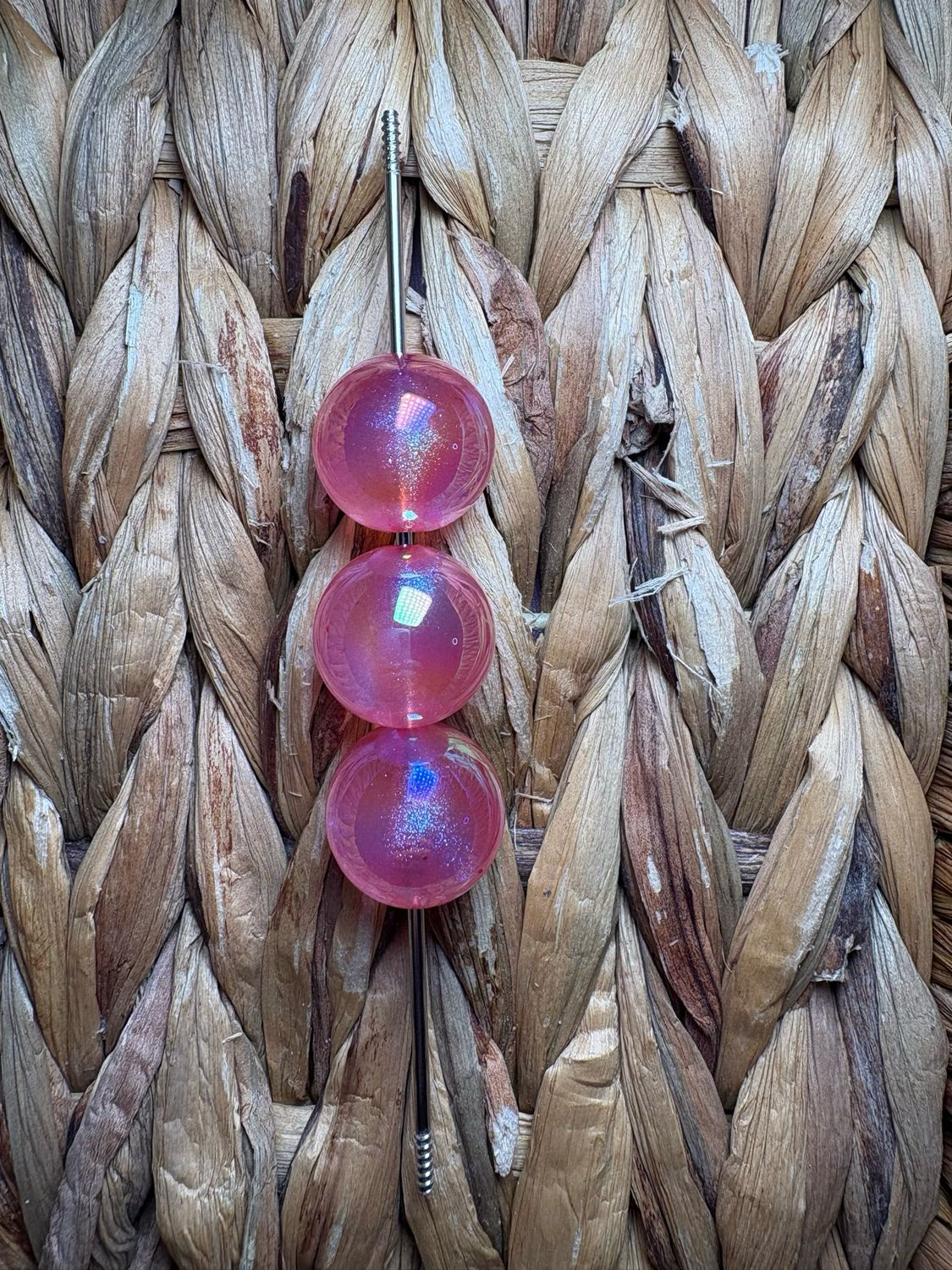 20mm Pink Clear Glitter