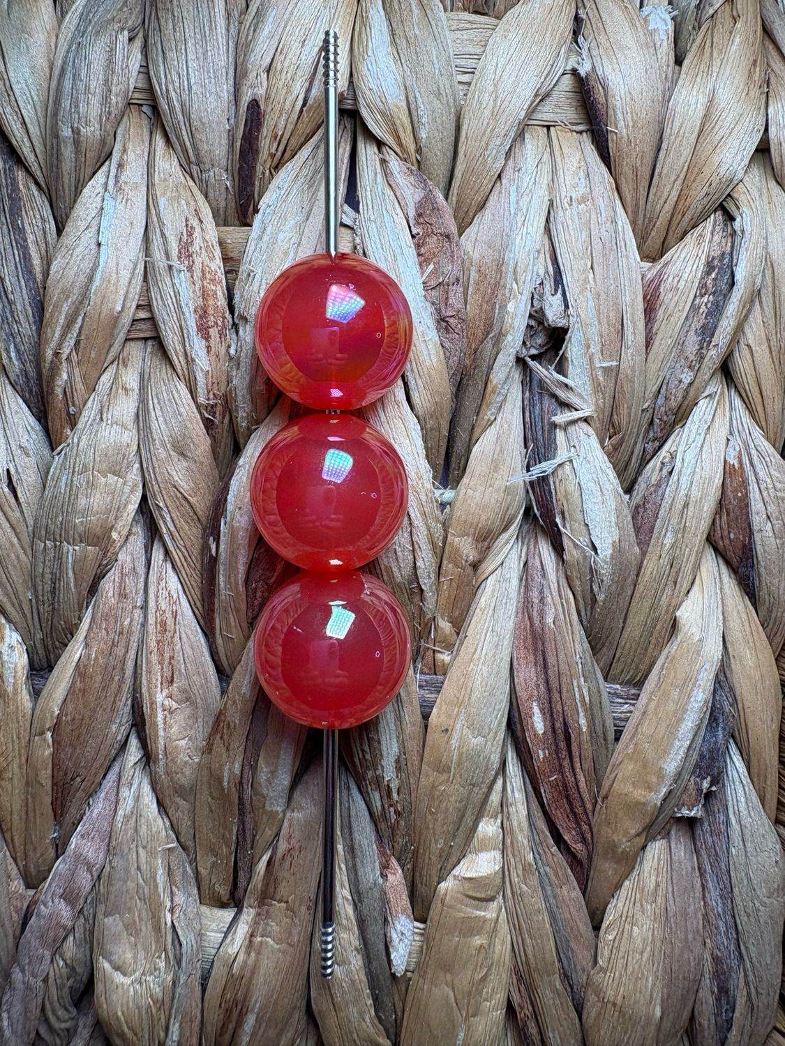 20mm Red Clear Glitter