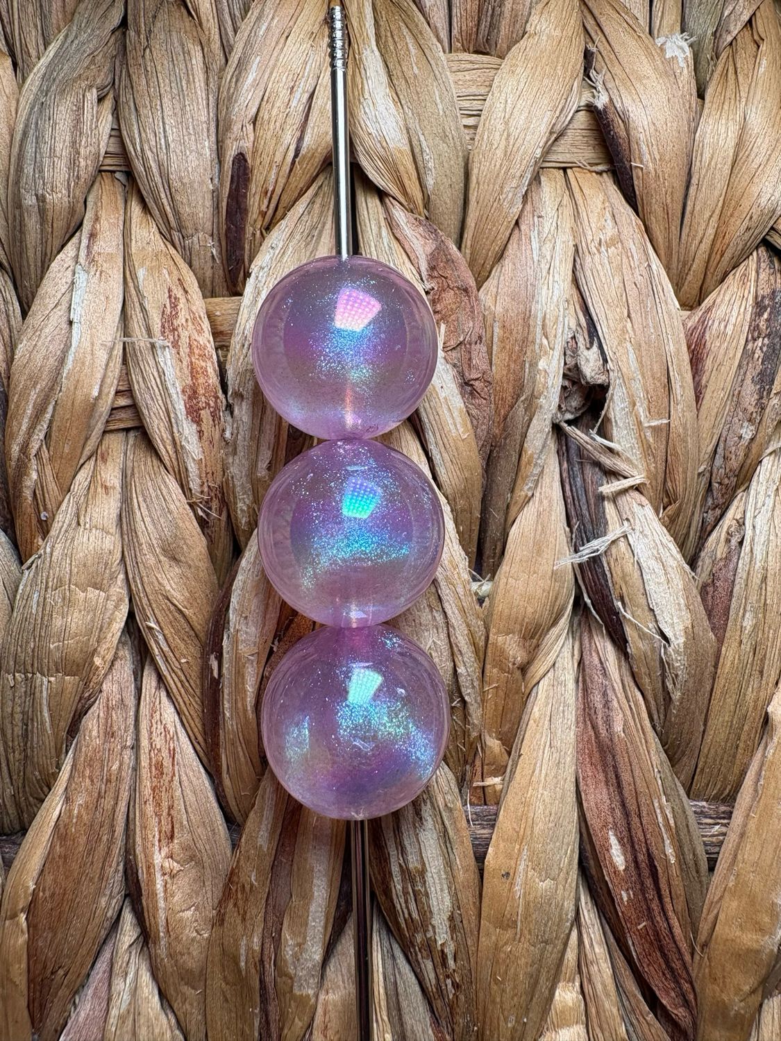 20mm Purple Clear Glitter