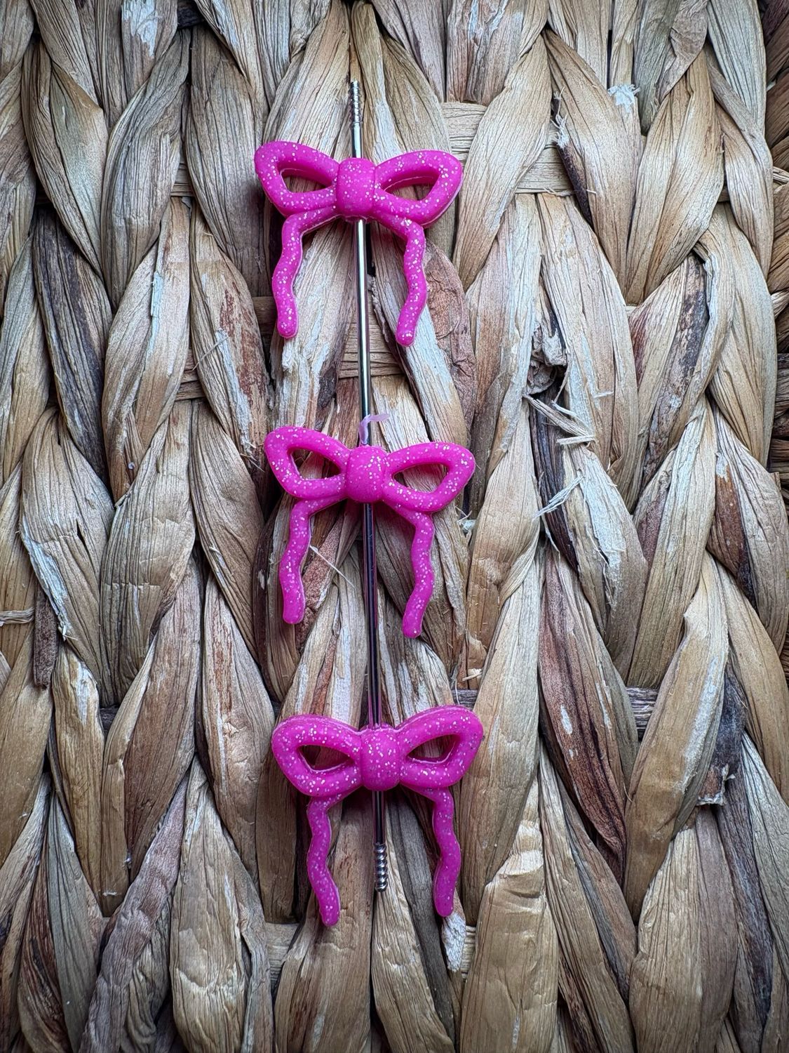 Dark Pink Glitter Bow Focal
