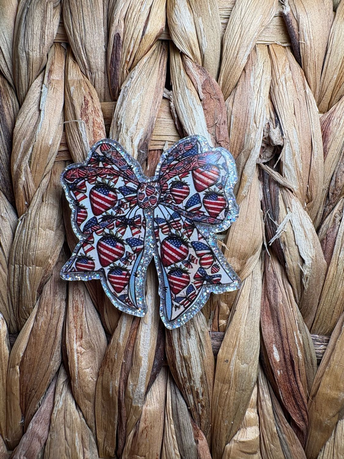 Red, White, Blue Bow Acrylic Flatback