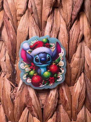 Blue Alien Christmas Acrylic Flatback