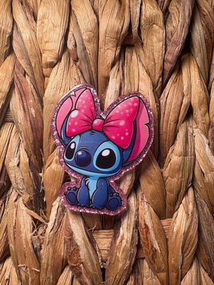 Blue Alien with Pink Bow Acrylic Flatback