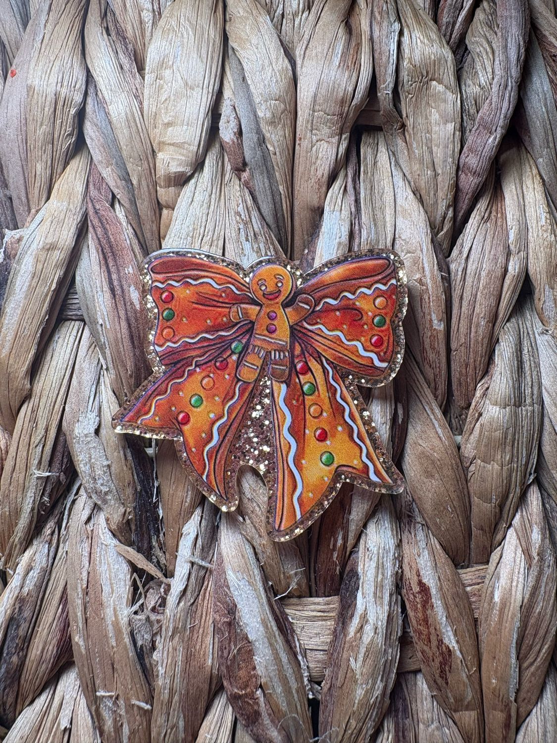 Gingerbread Bow Acrylic Flatback