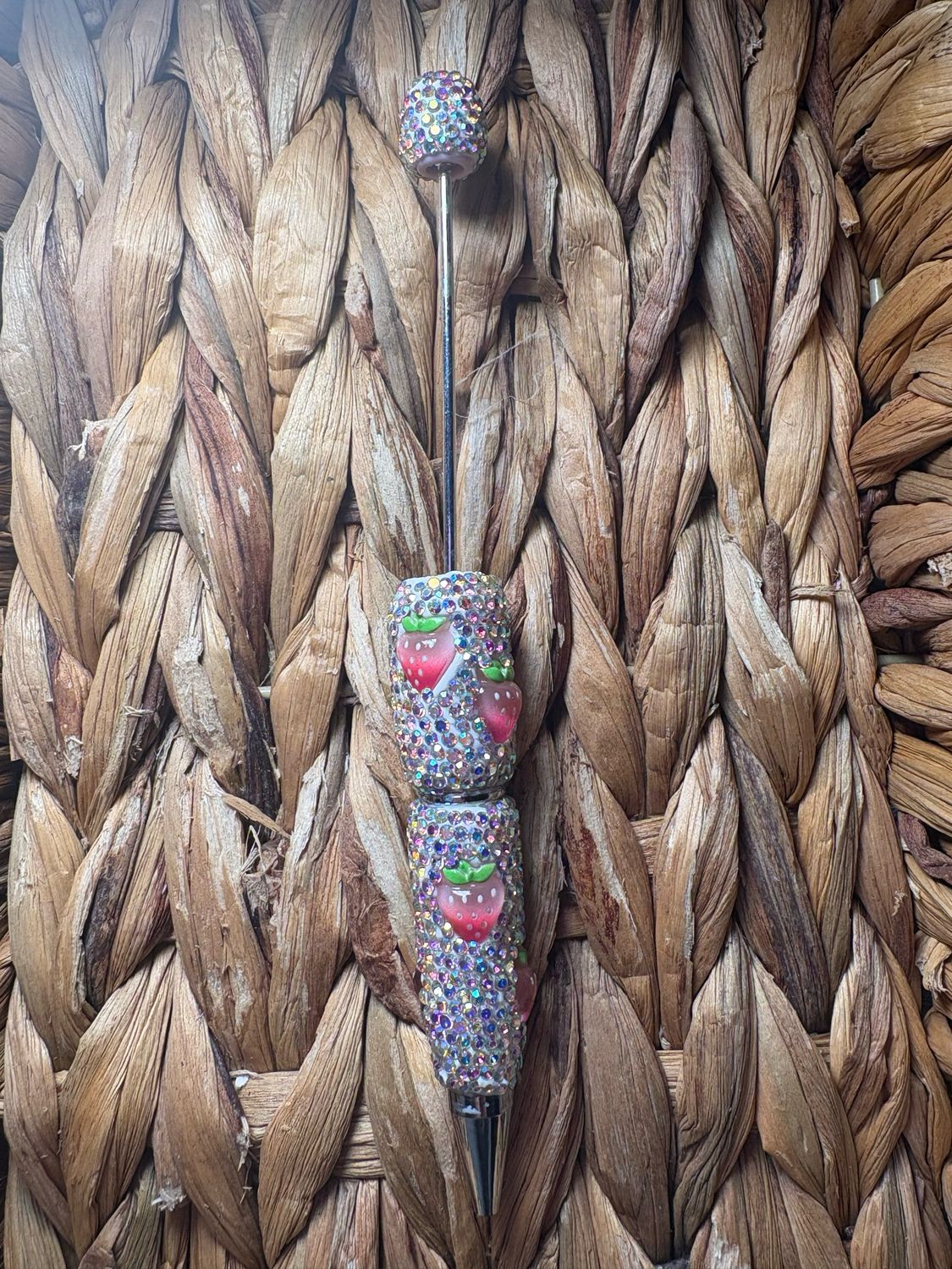 Pink Strawberry Rhinestone Pen