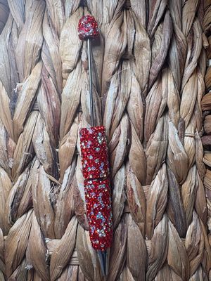  Red &amp; Silver Rhinestone Pen