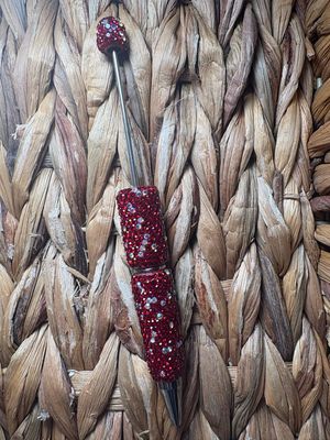Dark Red &amp; Silver Rhinestone Pen