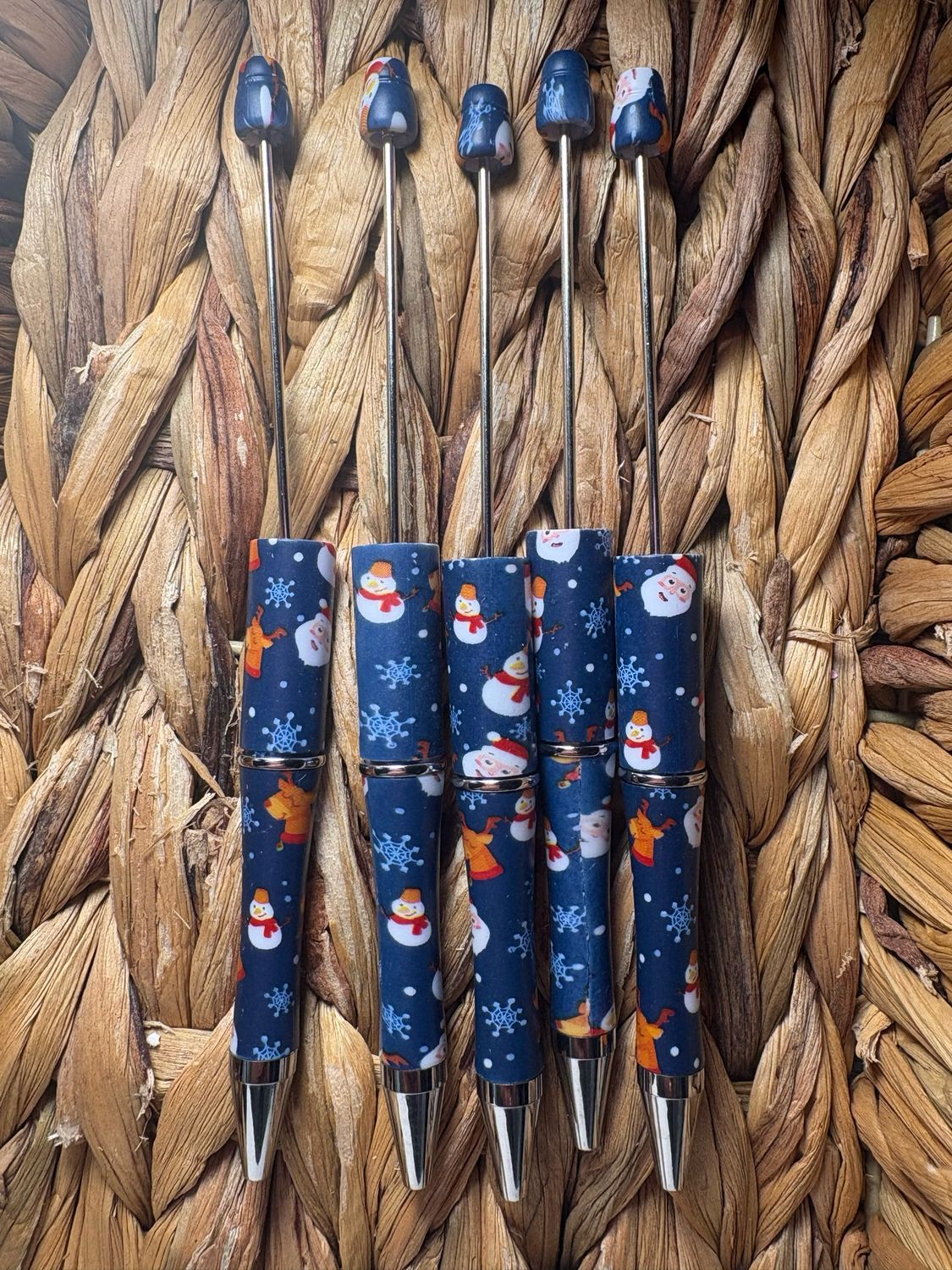 Dark Blue Christmas 2 Printed Pens- 5pc