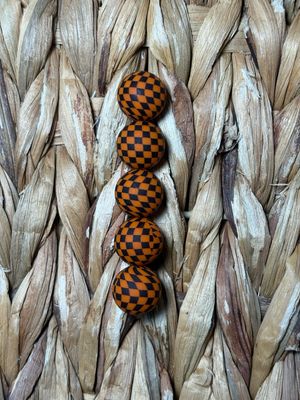 Orange Checkered Silicone Bead 15mm