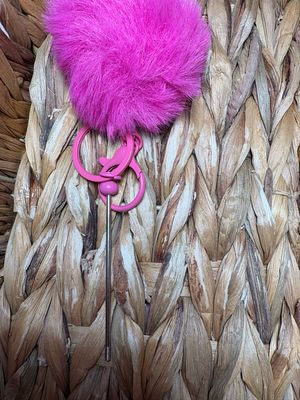 Dark Pink Pom Pom Keychain Beadable