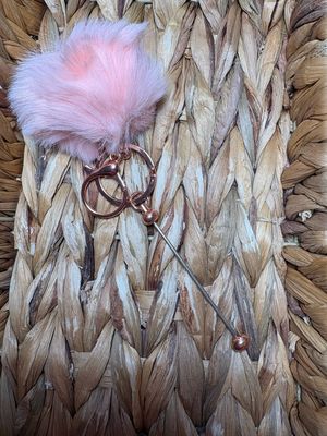 Peach Pom Pom Keychain Beadable
