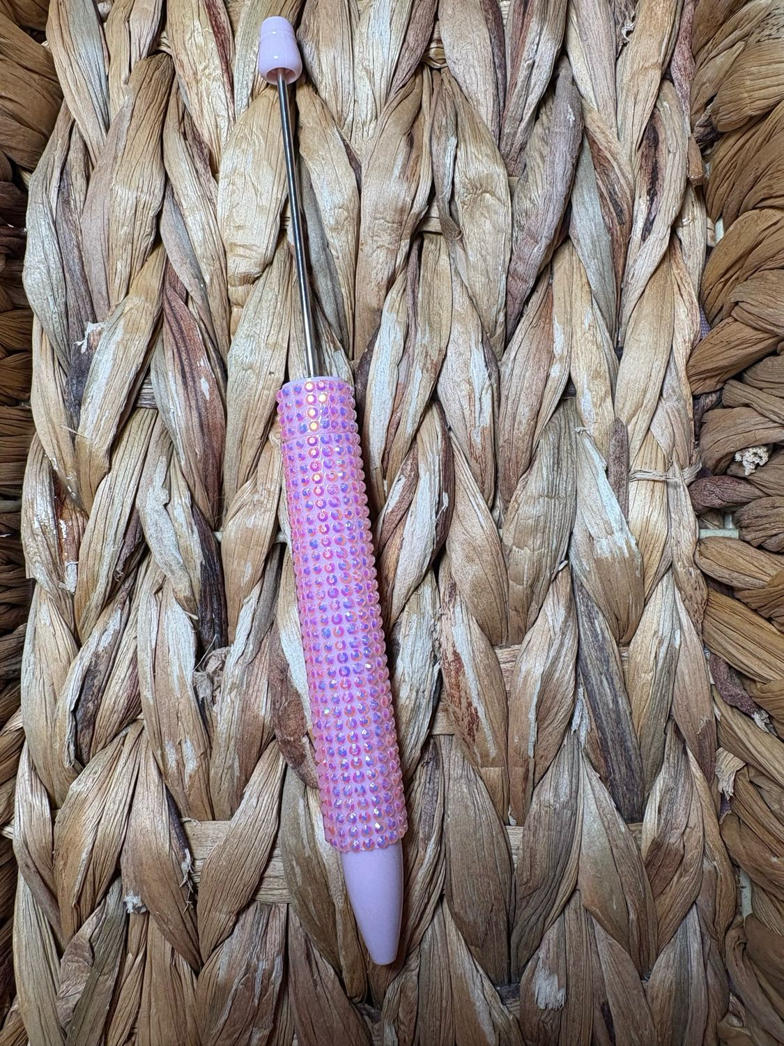 Light Pink Long Rhinestone Beadable Pen