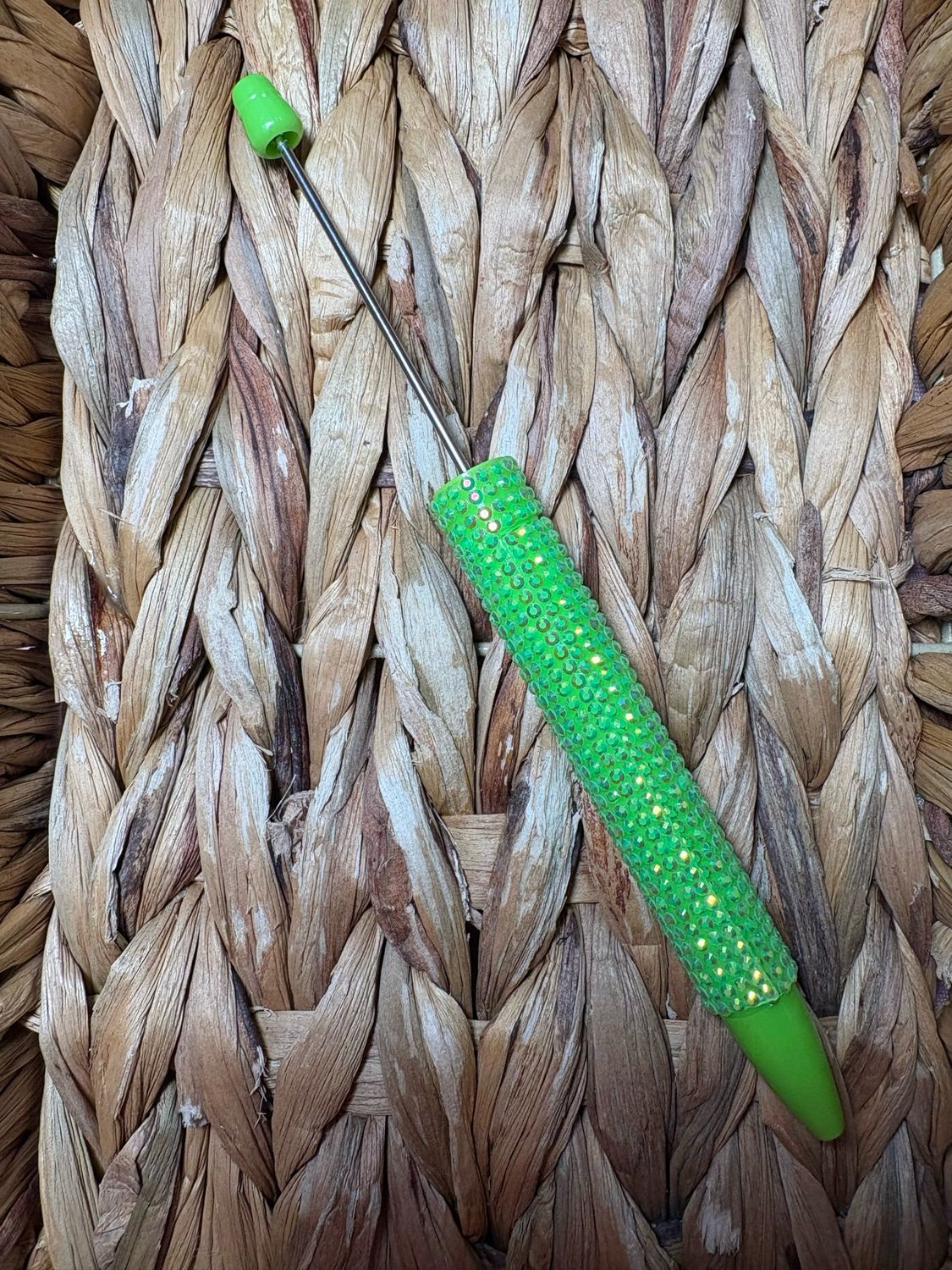 Light Green Long Rhinestone Beadable Pen