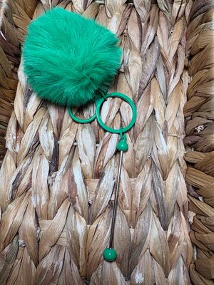 Green Pom Pom Keychain Beadable