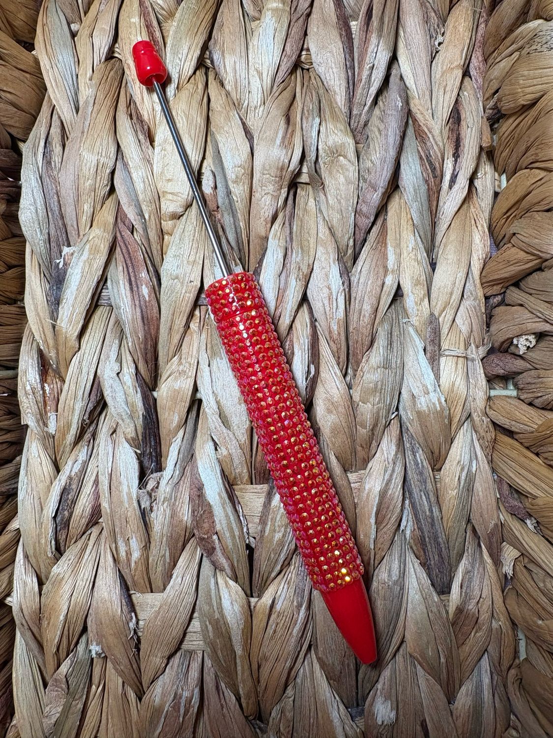 Red Long Rhinestone Beadable Pen