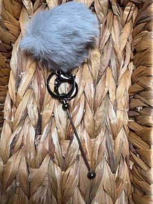Gray Pom Pom Keychain Beadable