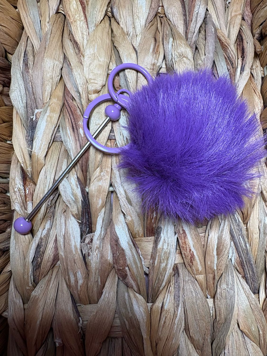 Purple Pom Pom Keychain Beadable