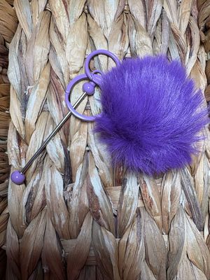Purple Pom Pom Keychain Beadable