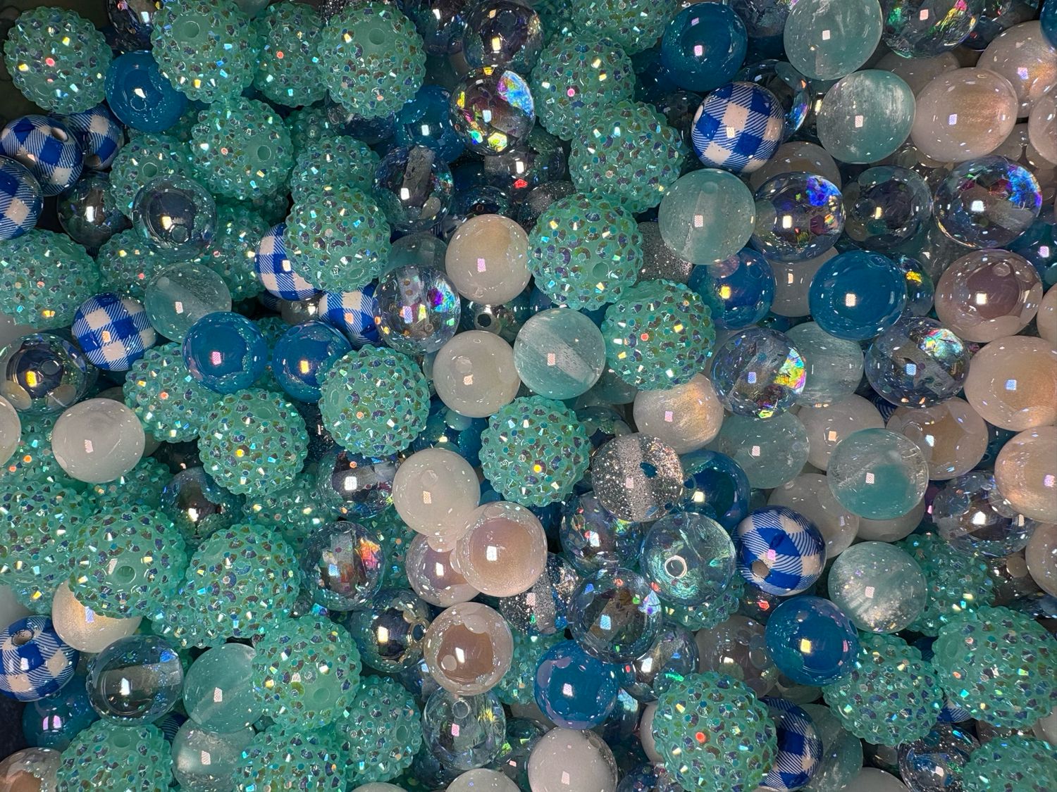 Blue Plaid Bead Scoop