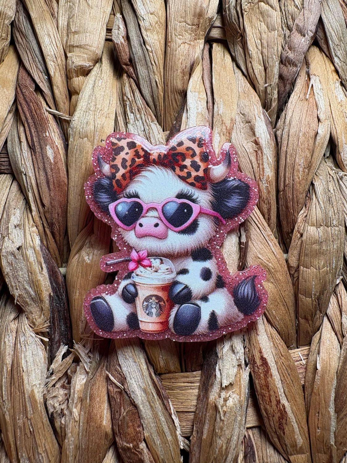 Cow with Coffee Acrylic Flatback