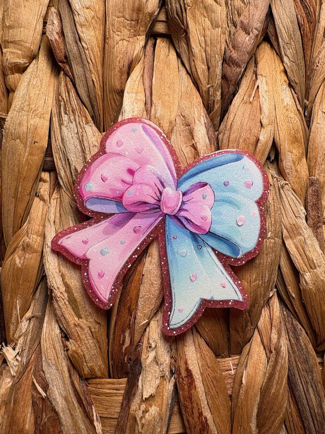 Blue &amp; Pink Bow Acrylic Flatback