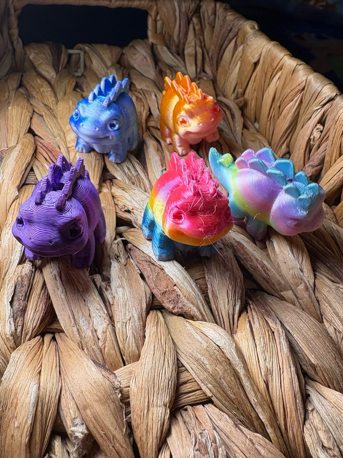 3D Printed Dragon Bead Stegosaurus 5pc