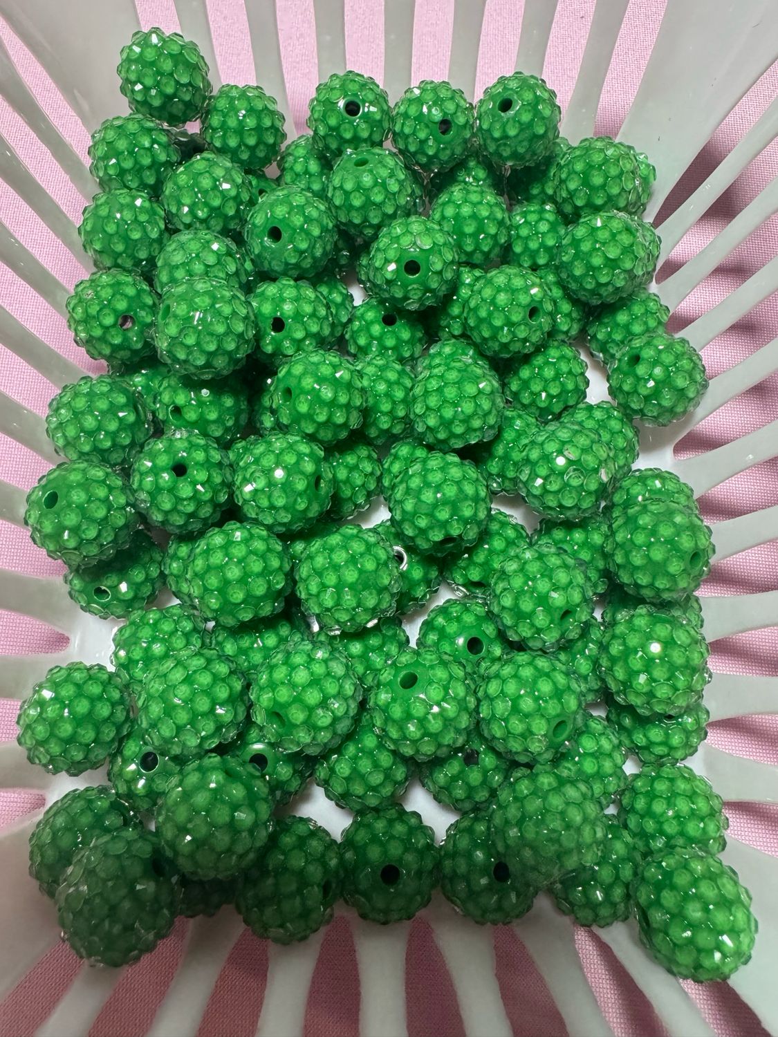 15mm Dark Green Jelly Rhinestone Beads B197