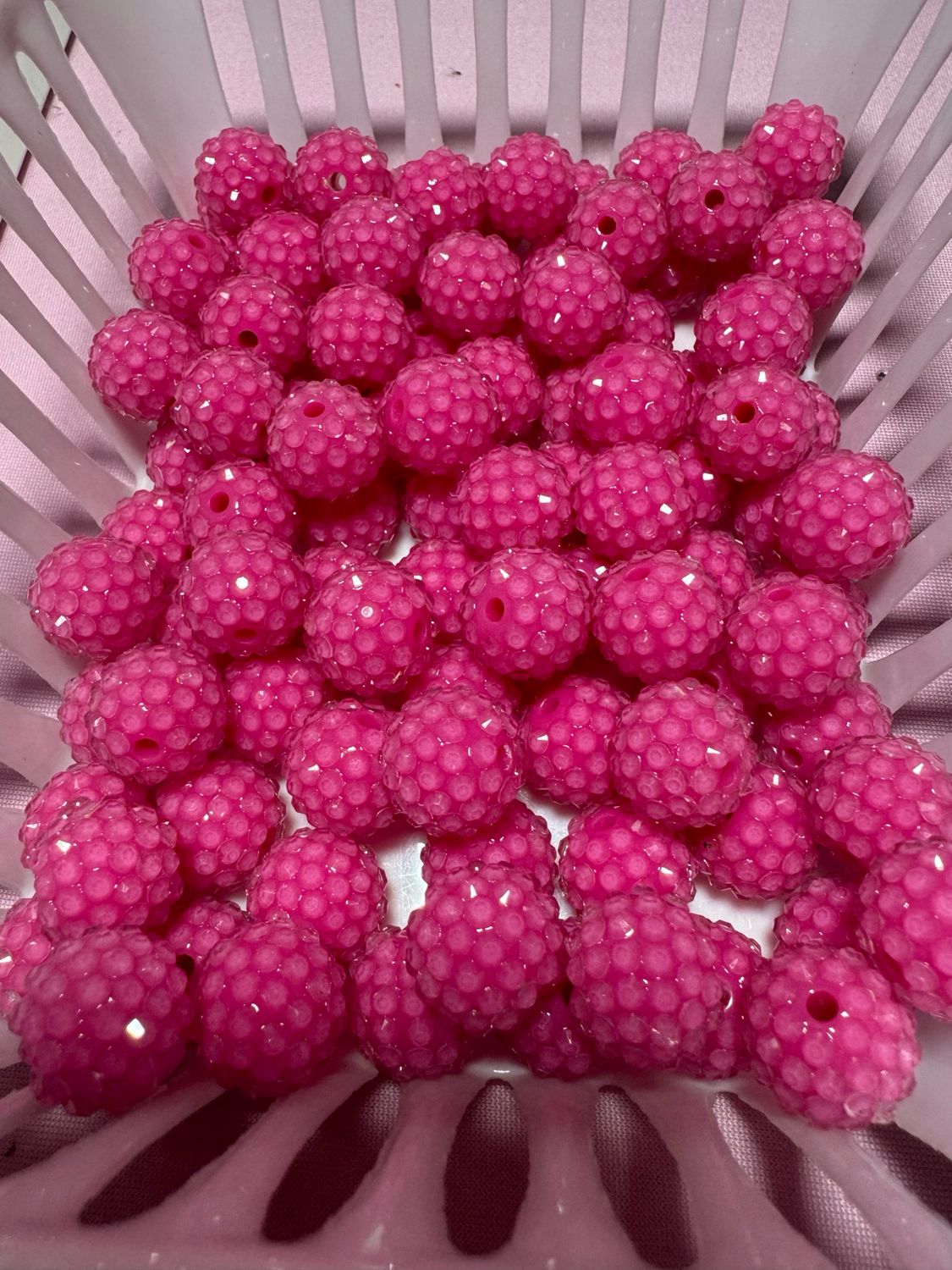 15mm Dark Pink Jelly Rhinestone Beads B196