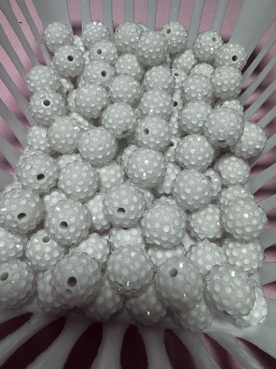 15mm White Jelly Rhinestone Beads B189