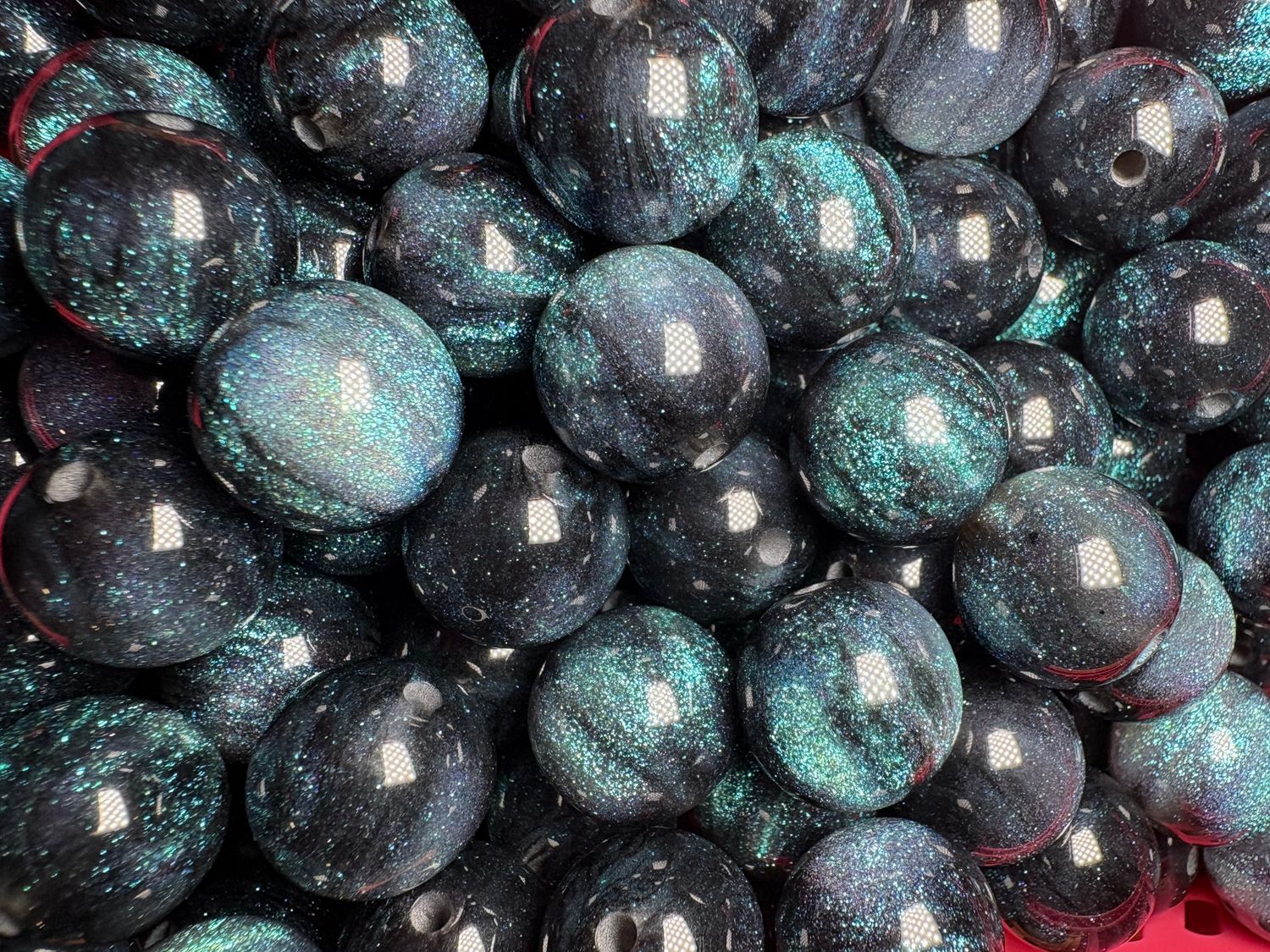 15mm Black Galaxy Beads B210