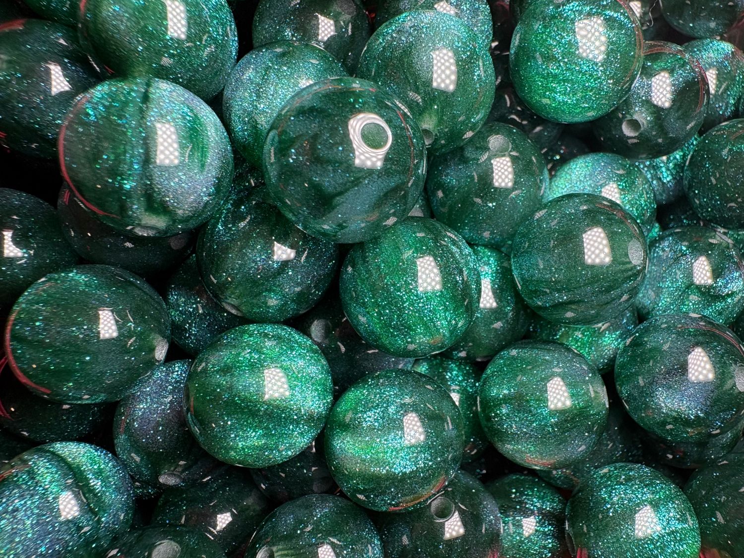 15mm Dark Green Galaxy Beads B213