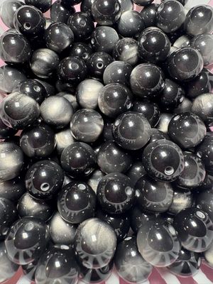 15mm Black Cateye Beads B180