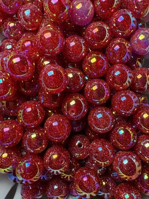 15mm Red Glitter UV Beads B183
