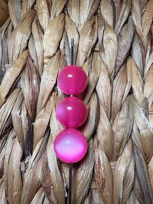 20mm Clear Hot Pink Cateye Beads B282